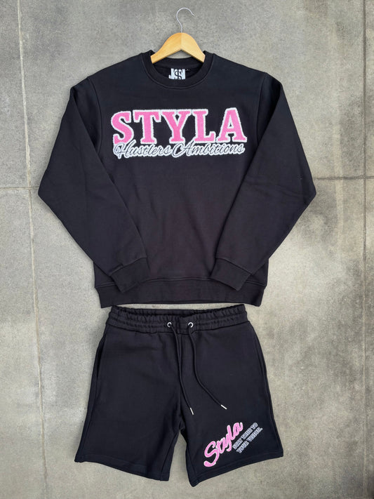 STYLA CREWNECK/SHORTS SET PINK