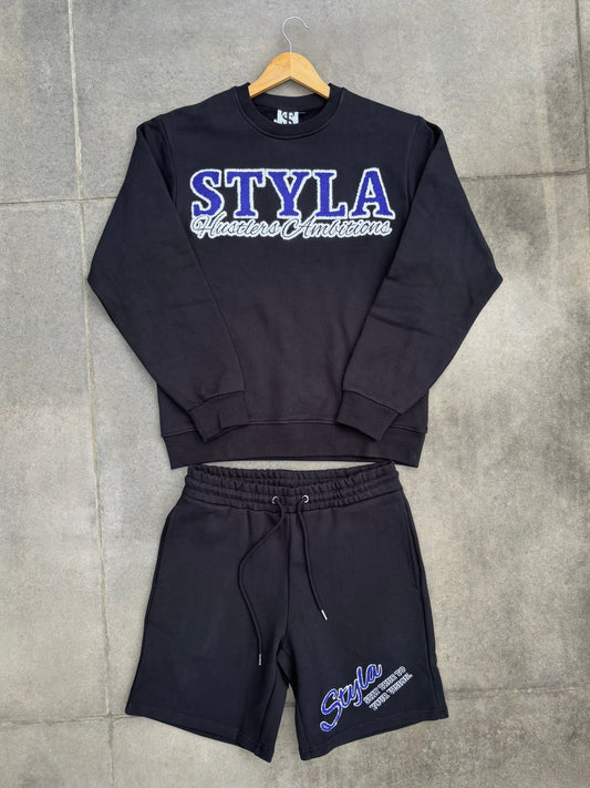STYLA CREWNECK/SHORTS SET BLUE